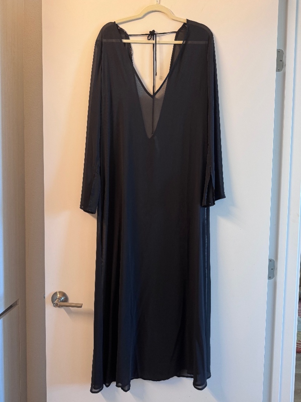 Victoria's Secret Swim Beachwear Sheer Crinkle Plunge Caftan Black